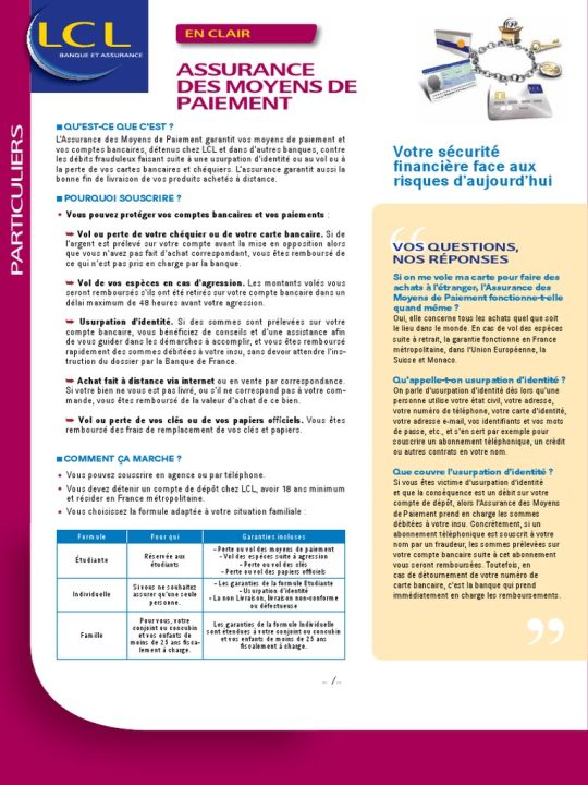 découvrez les solutions d'assurance proposées par pacifica lcl, alliant sécurité et sérénité pour protéger vos biens et votre famille. obtenez la couverture adaptée à vos besoins avec des services personnalisés et un accompagnement professionnel.