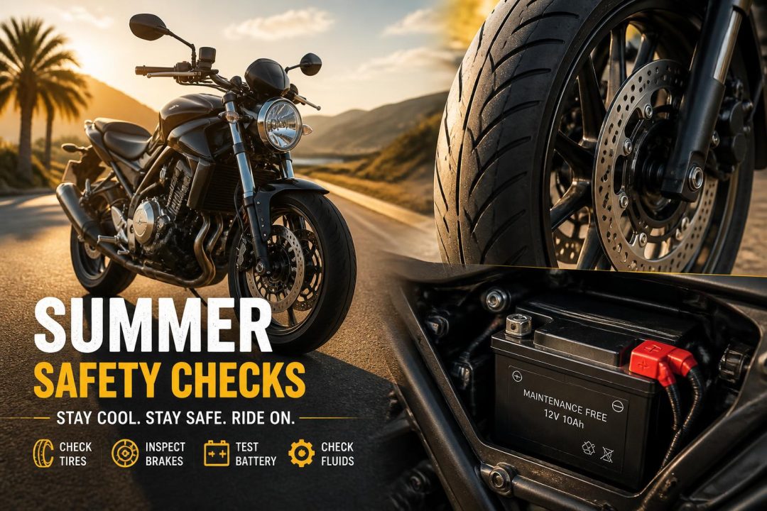 Contrôles moto été : pneus, freins, batterie