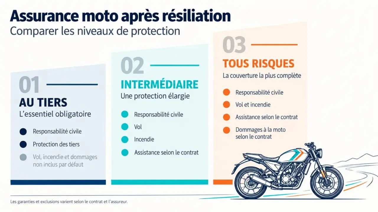 Assurance moto résilié pas chère à La Réunion : comparaison des formules au tiers, intermédiaire et tous risques