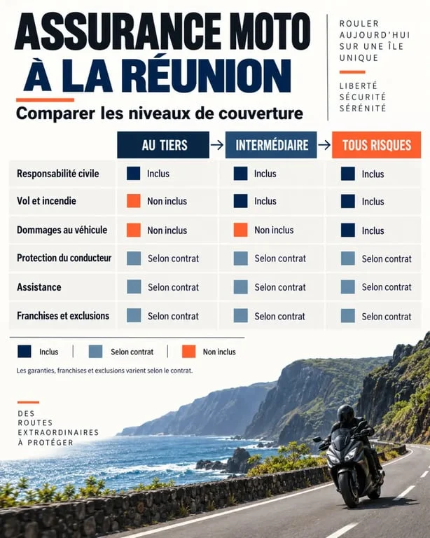 Meilleur rapport qualité prix assurance moto Réunion : comparaison des niveaux de garanties