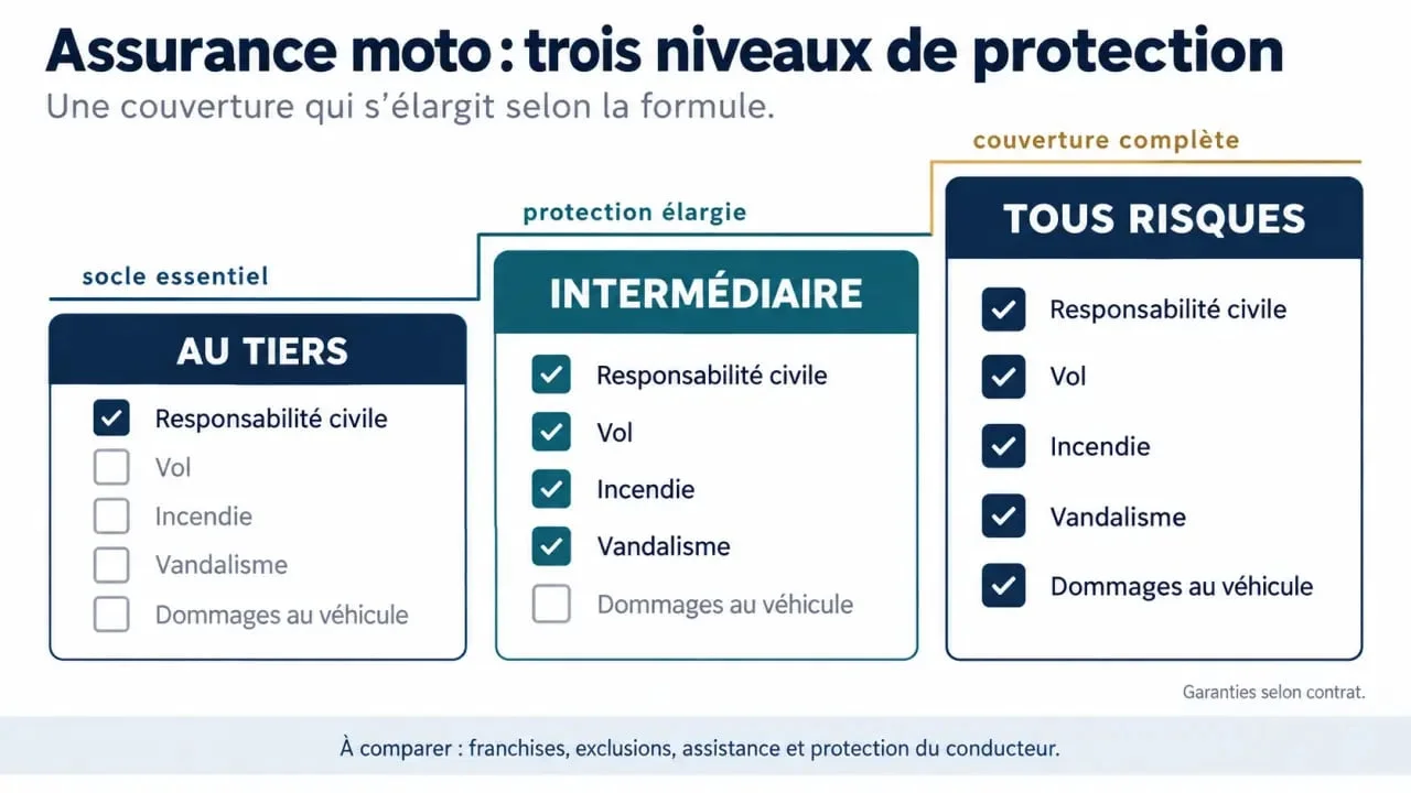 Comparatif visuel des garanties d’une assurance moto pas chère le Tampon