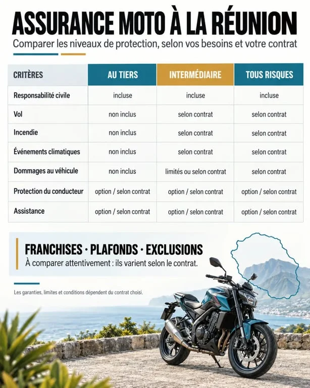 Assurance moto pas chère mais bien couverte à La Réunion : comparaison des garanties et franchises