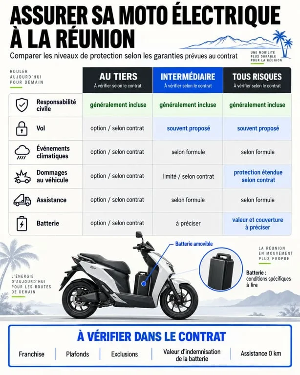 Assurance moto électrique pas chère à La Réunion : comparaison des formules et garanties