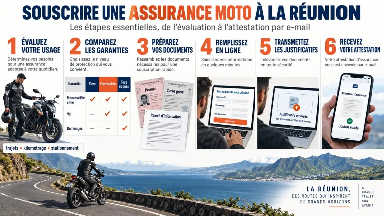 Souscription assurance moto Réunion : étapes de l’évaluation à la réception de l’attestation